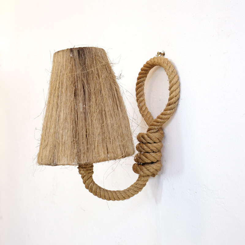 Small french vintage sconce in rope and raffia 1950