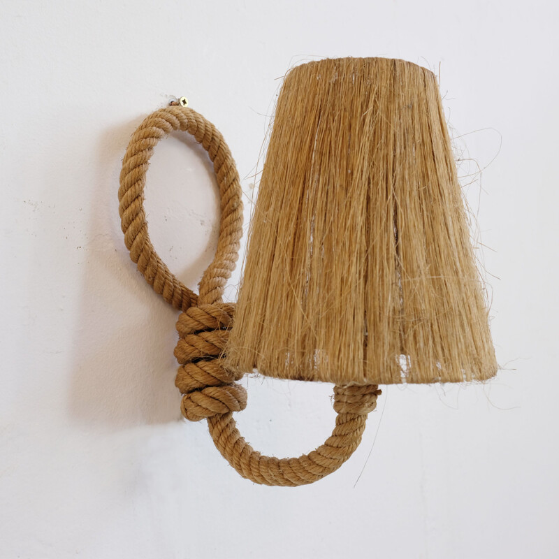 Small french vintage sconce in rope and raffia 1950