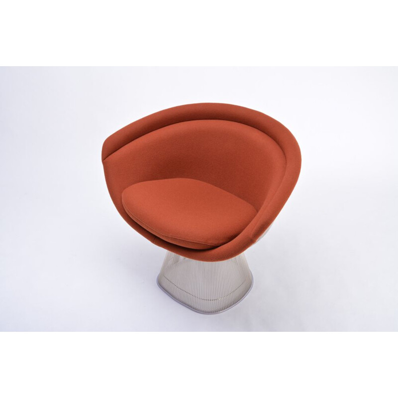 Vintage Lounge Chair for Knoll International in orange wool and steel 1960s