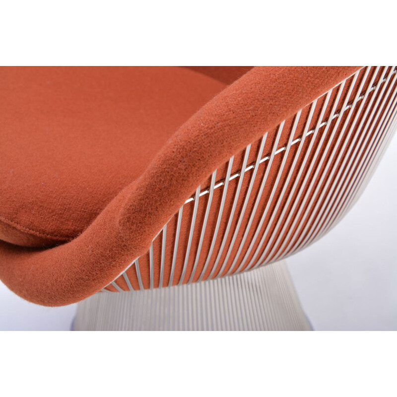 Vintage Lounge Chair for Knoll International in orange wool and steel 1960s