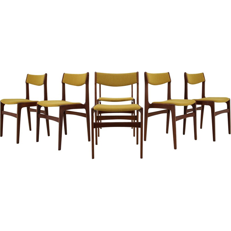 Ensemble de 6 chaises vintage en teck 1960 