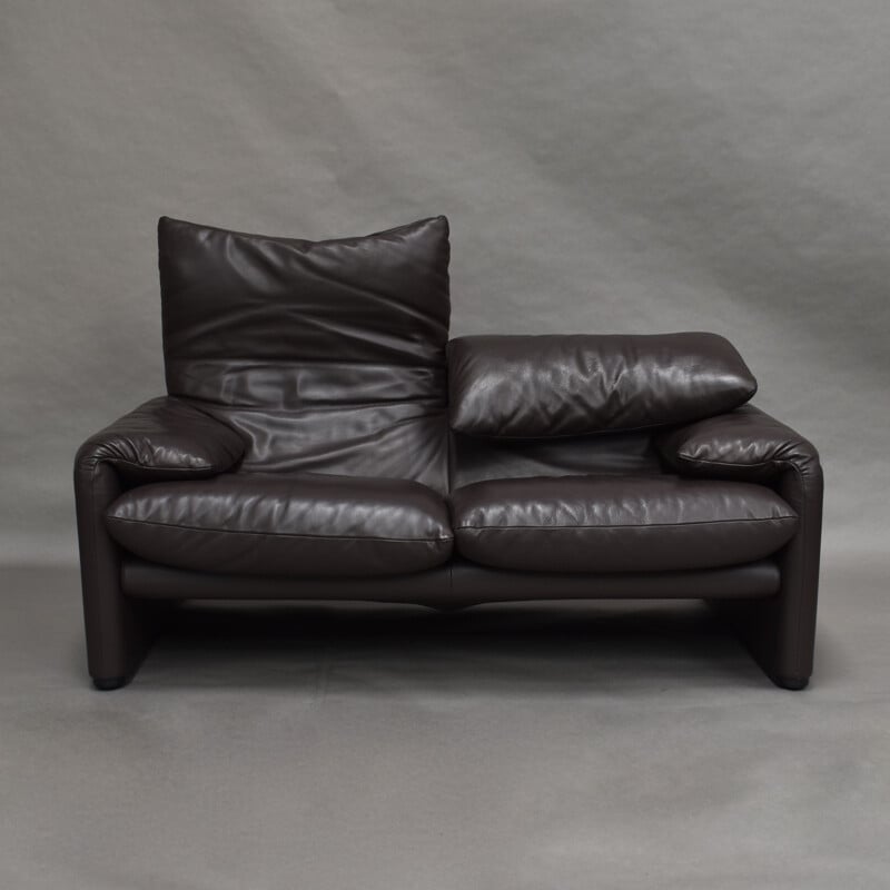 Canapé vintage Maralunga pour Cassina en cuir marron années 1970