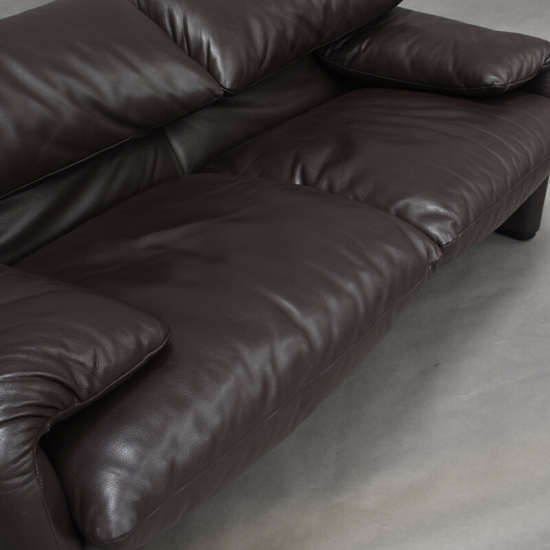 Vintage Maralunga sofa for Cassina in brown leather 1970s