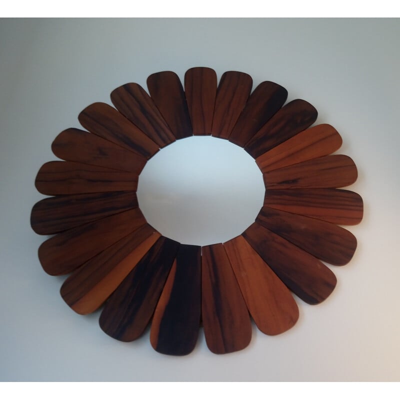 Vintage flower miror in wood 1970