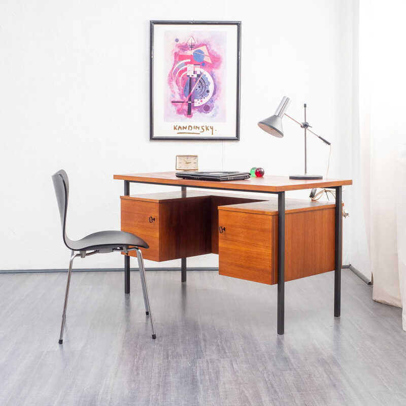 Vintage desk in teak cubical 1960s 