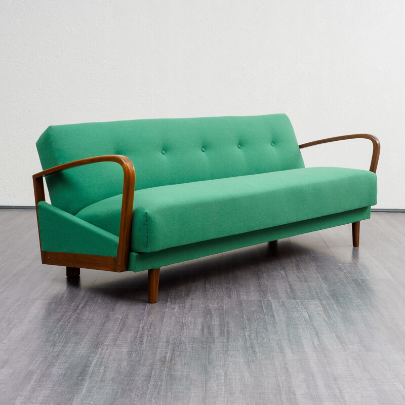 Vintage sofa green in beech 1950s