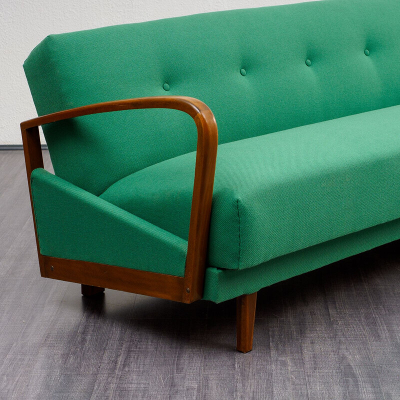 Vintage sofa green in beech 1950s