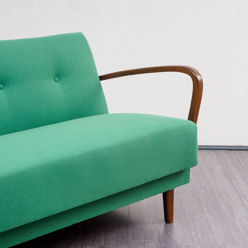 Vintage sofa green in beech 1950s