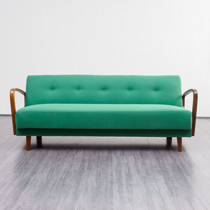 Vintage sofa green in beech 1950s