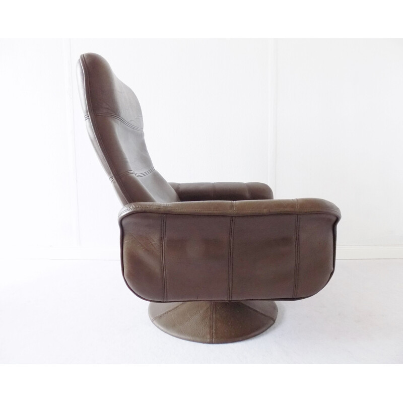 Vintage De Sede DS 50 tulip armchair with ottoman in brown leather 1970s
