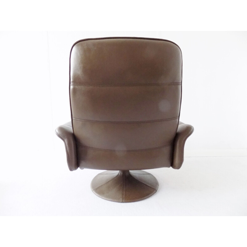 Vintage De Sede DS 50 tulip armchair with ottoman in brown leather 1970s