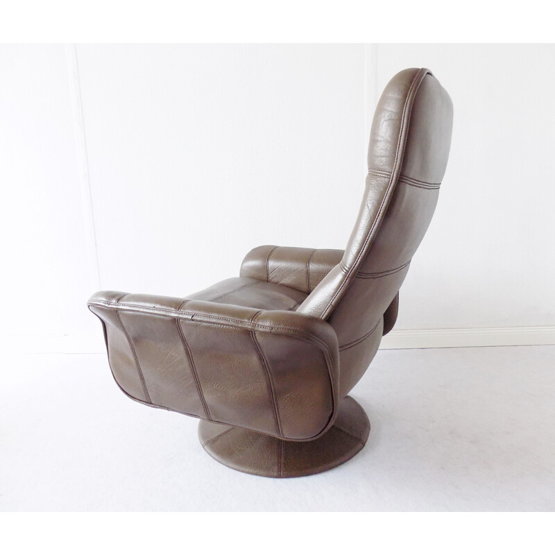 Vintage De Sede DS 50 tulip armchair with ottoman in brown leather 1970s