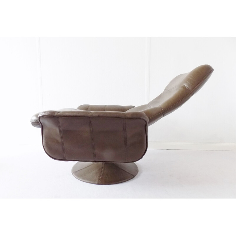 Vintage De Sede DS 50 tulip armchair with ottoman in brown leather 1970s