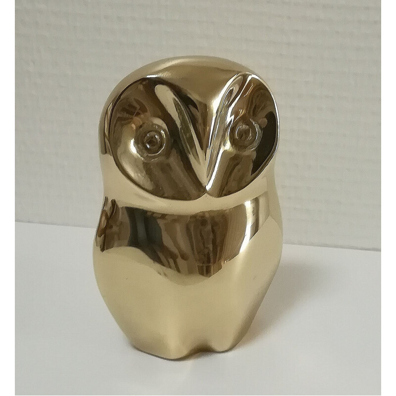 Vintage owl for Caravell Design in brass 1970