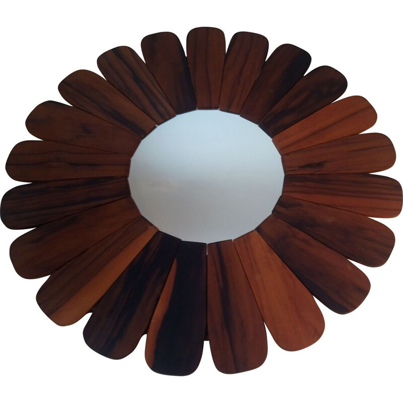 Vintage flower miror in wood 1970