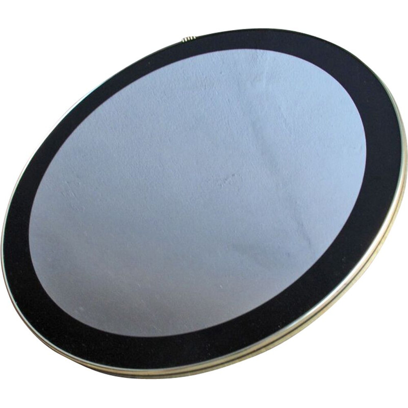 Vintage round mirror with black frame 1960s