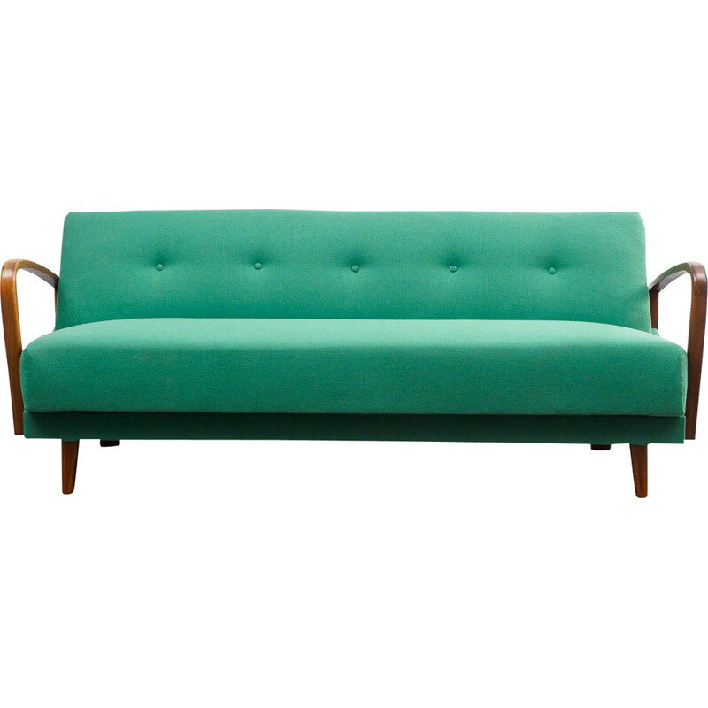 Vintage sofa green in beech 1950s