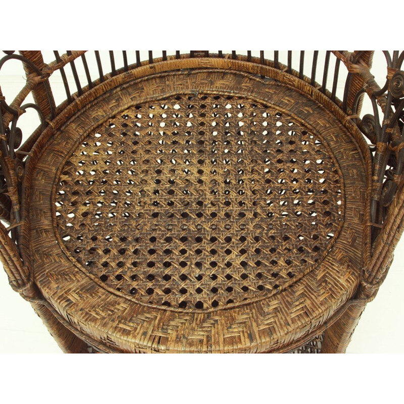 Vintage lounge chair in wicker 1950s