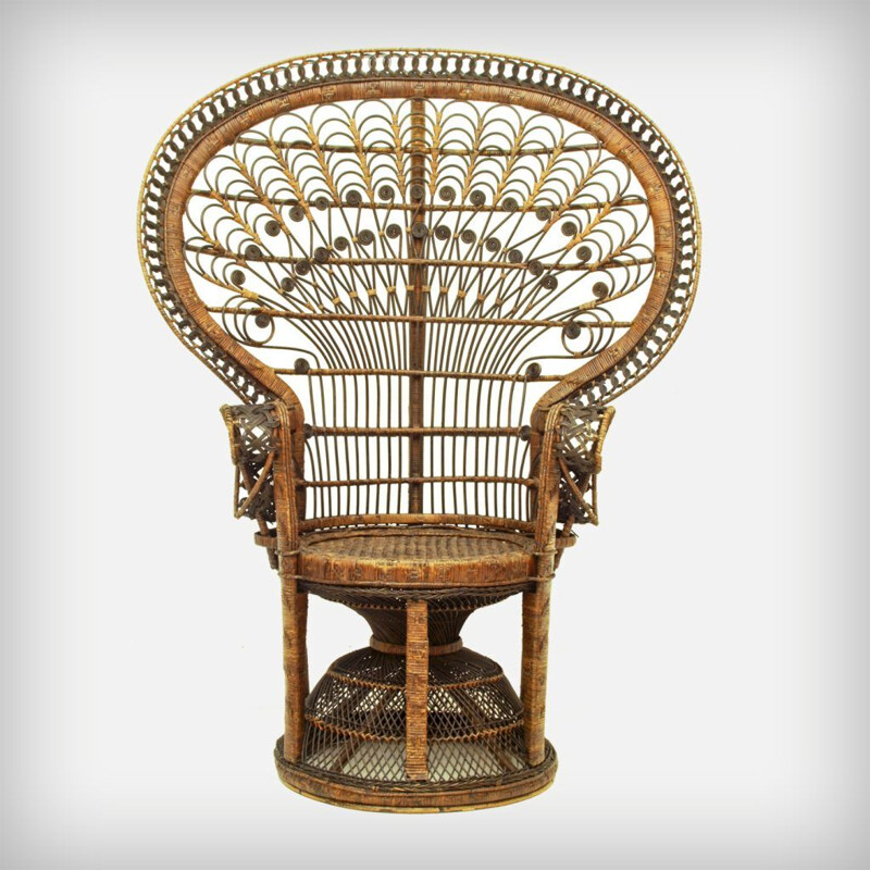 Fauteuil vintage en osier des années 1950