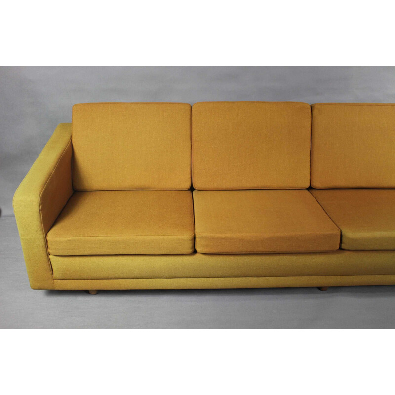 Vintage 205 model sofa for Fredericia in yellow fabric and wood 1950s