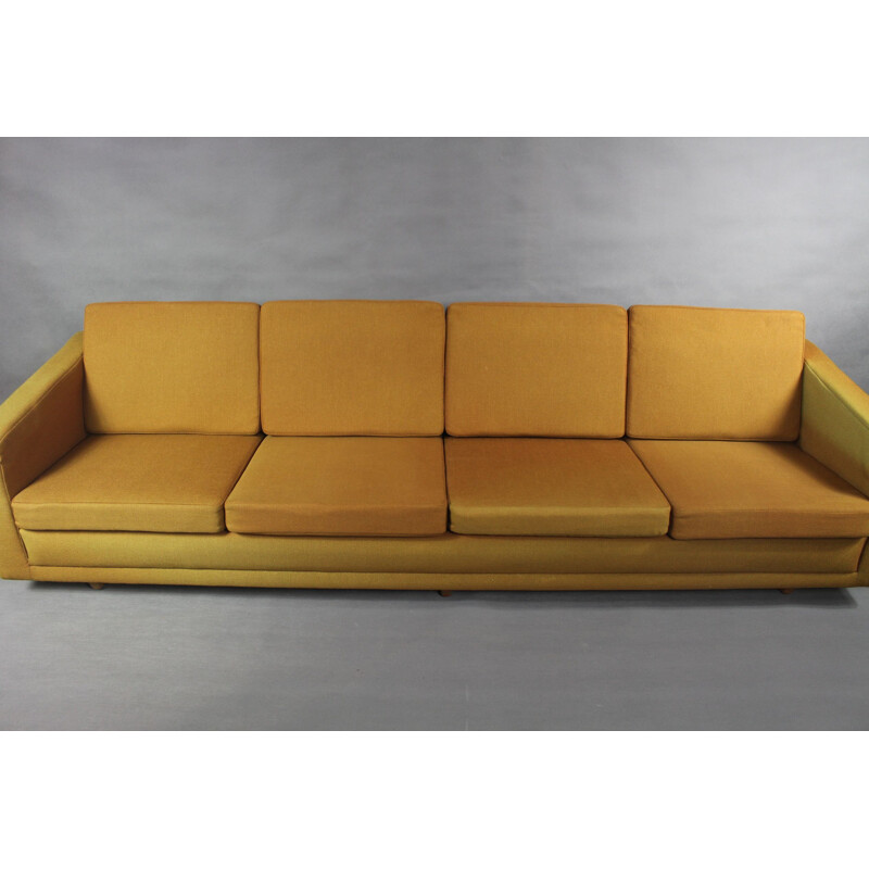 Vintage 205 model sofa for Fredericia in yellow fabric and wood 1950s