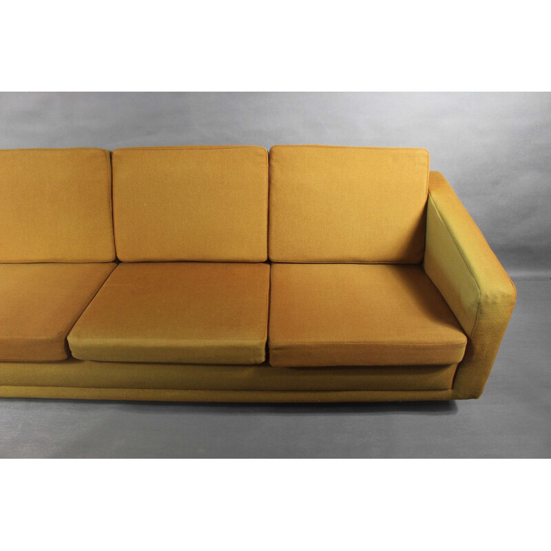 Vintage 205 model sofa for Fredericia in yellow fabric and wood 1950s