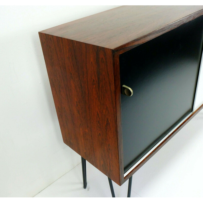 Vintage german black and white sideboard in rosewood 1960s