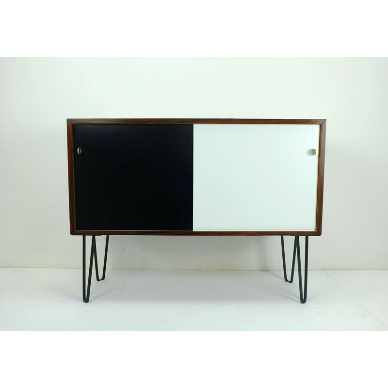 Vintage german black and white sideboard in rosewood 1960s