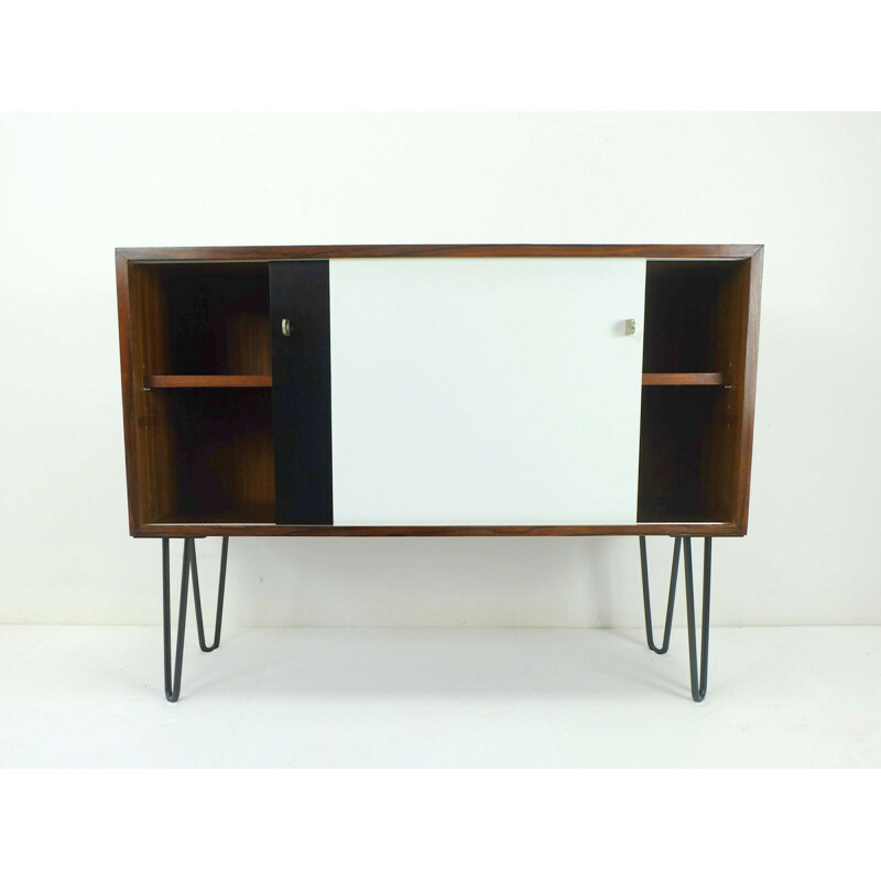 Vintage german black and white sideboard in rosewood 1960s