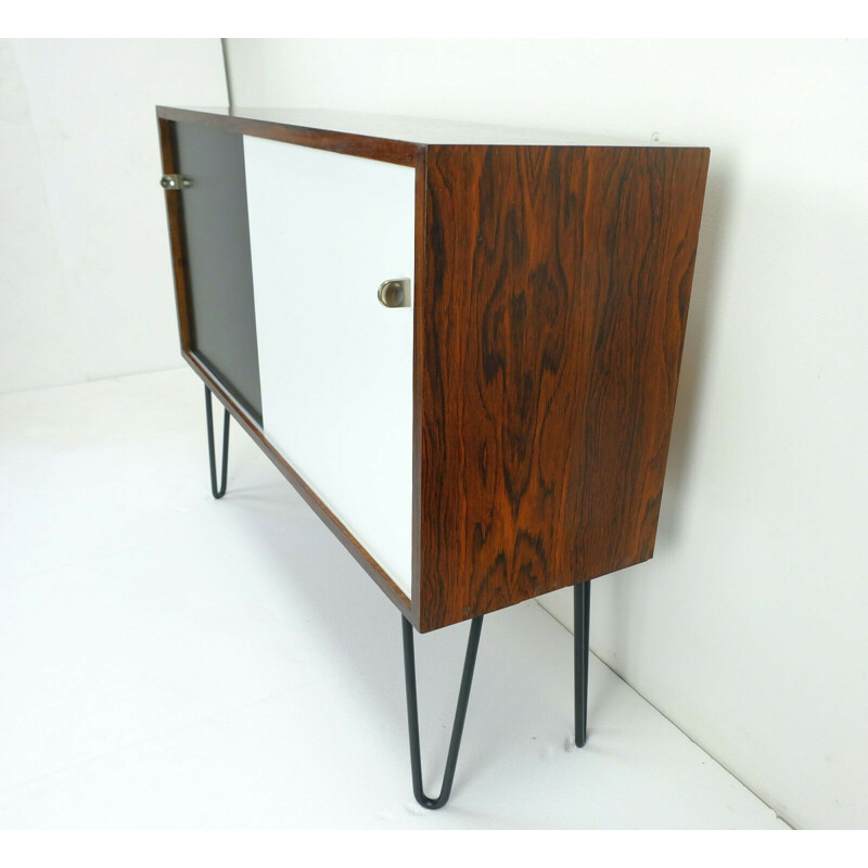 Vintage german black and white sideboard in rosewood 1960s