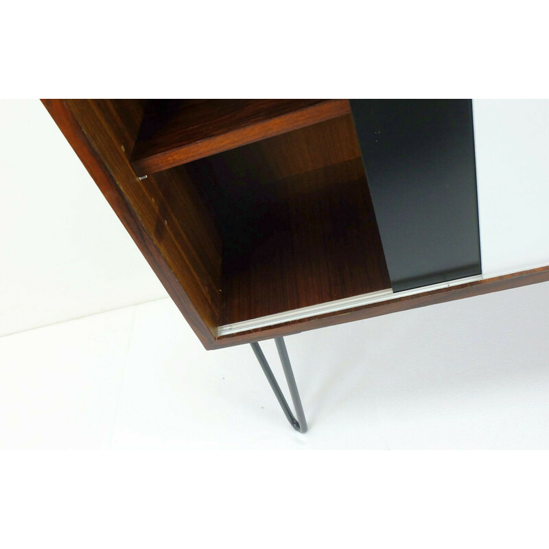 Vintage german black and white sideboard in rosewood 1960s