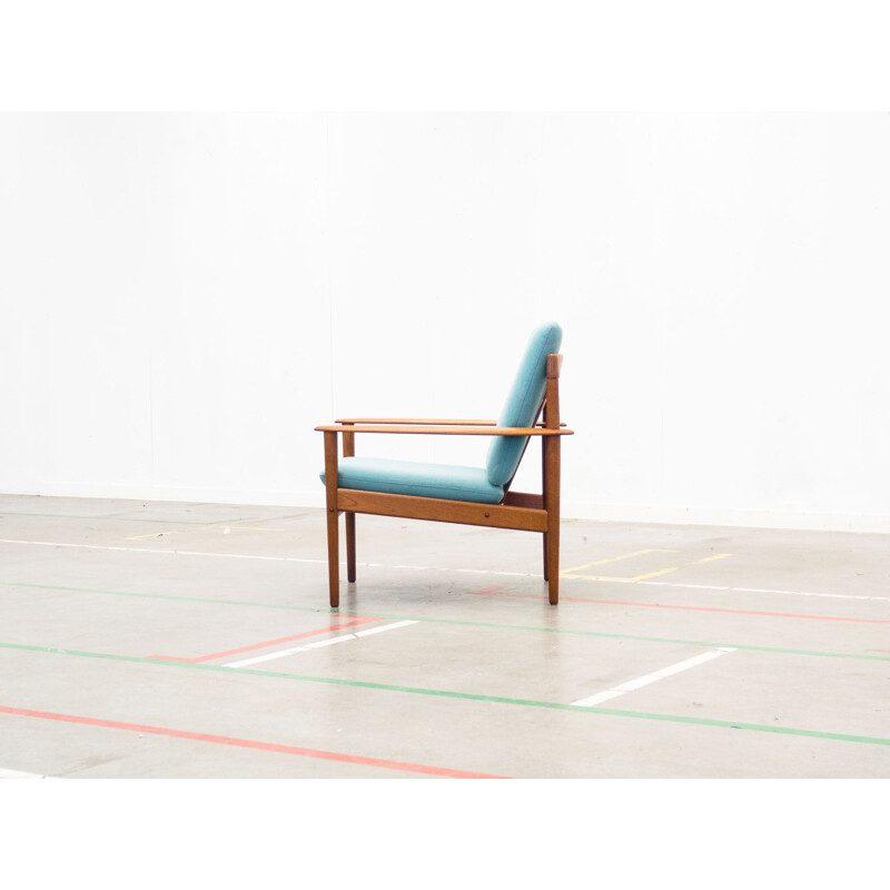 PJ56 blue armchair in teak by Grete Jalk