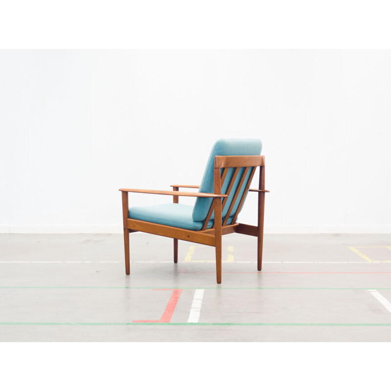 PJ56 blue armchair in teak by Grete Jalk