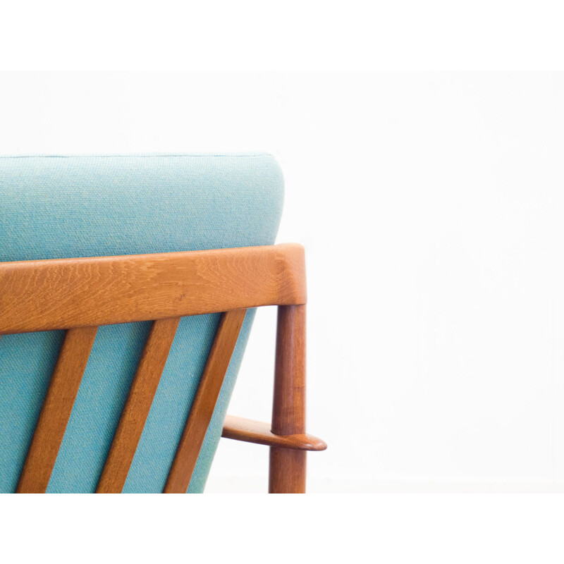 PJ56 blue armchair in teak by Grete Jalk