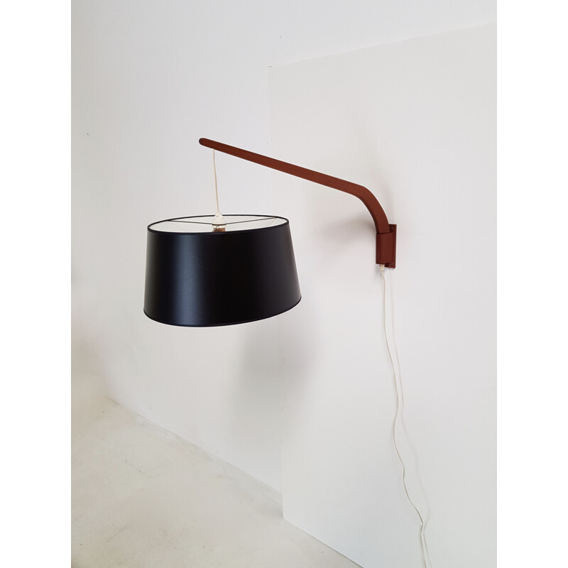 Scandinavian vintage wall lamp in teak