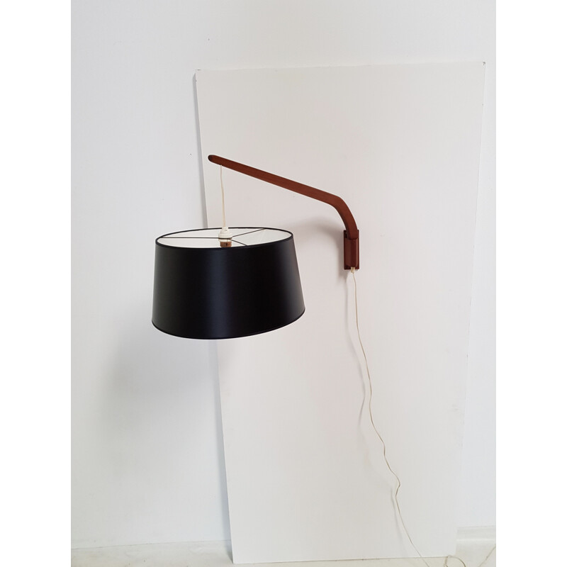 Scandinavian vintage wall lamp in teak