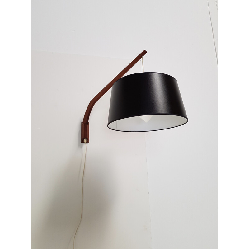 Scandinavian vintage wall lamp in teak