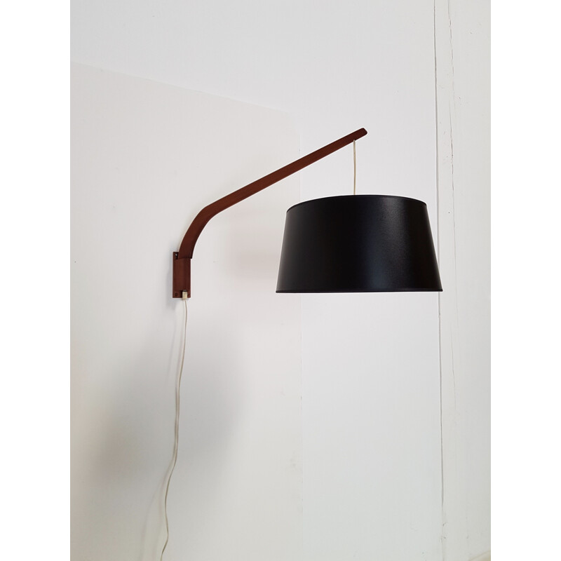 Scandinavian vintage wall lamp in teak