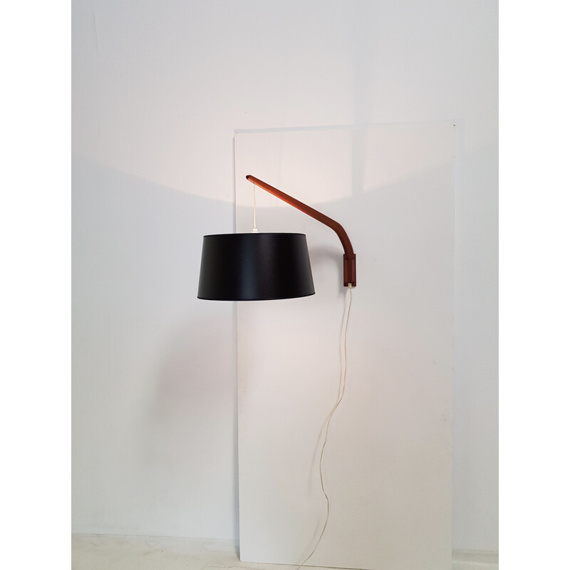 Scandinavian vintage wall lamp in teak