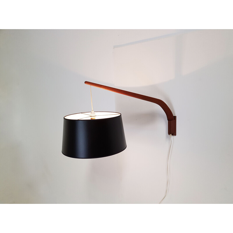 Scandinavian vintage wall lamp in teak