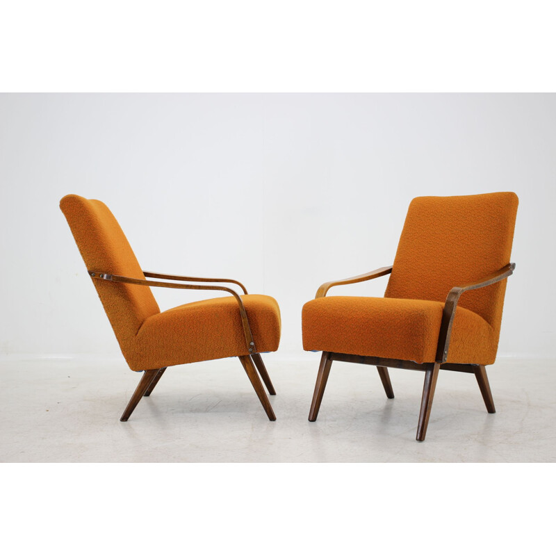 Set of 2 orange armchairs 1960s