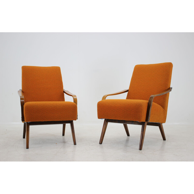 Ensemble de 2 fauteuils oranges 1960