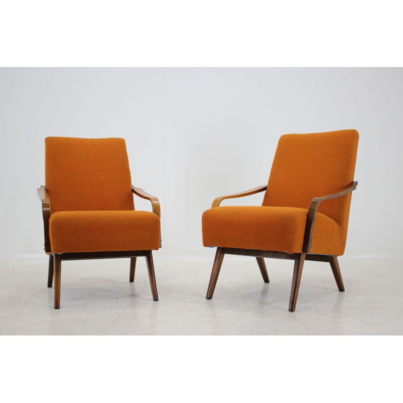 Set of 2 orange armchairs 1960s