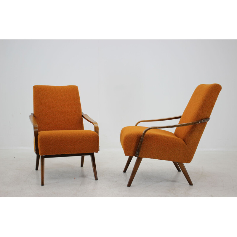 Set of 2 orange armchairs 1960s