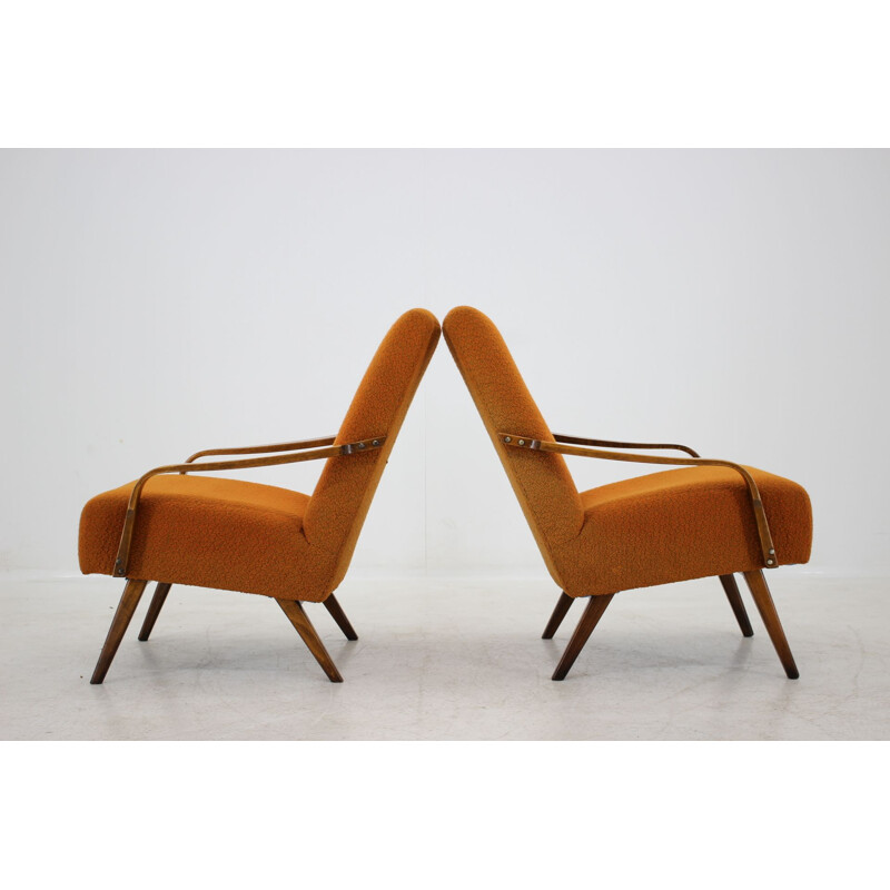 Set of 2 orange armchairs 1960s