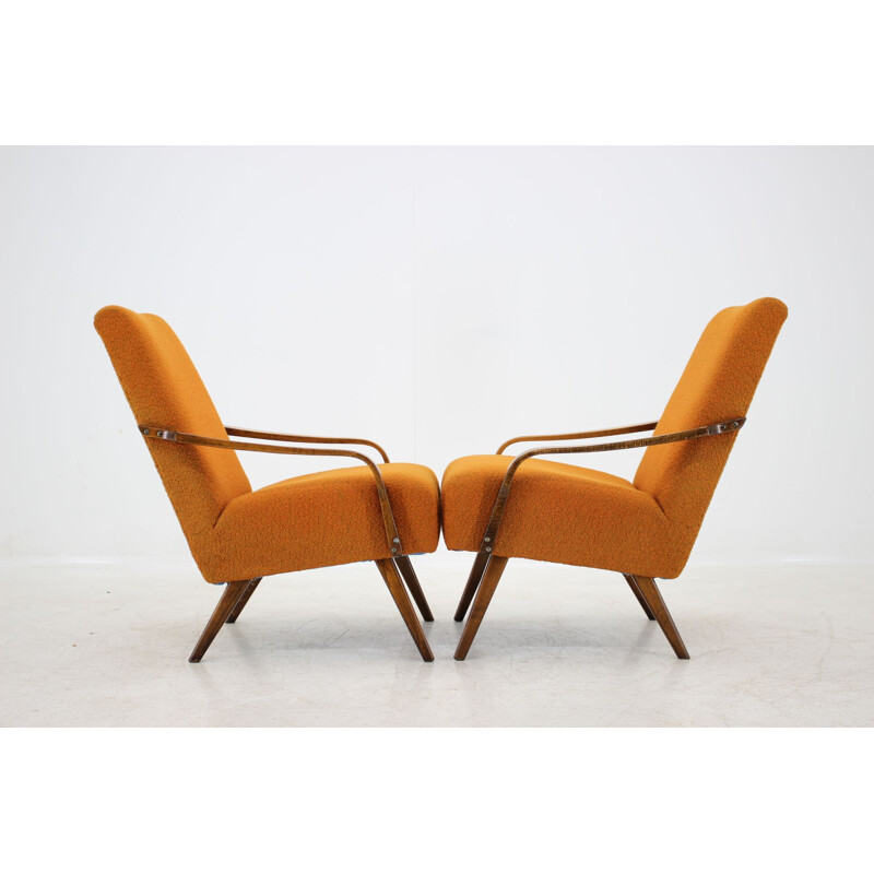 Set of 2 orange armchairs 1960s