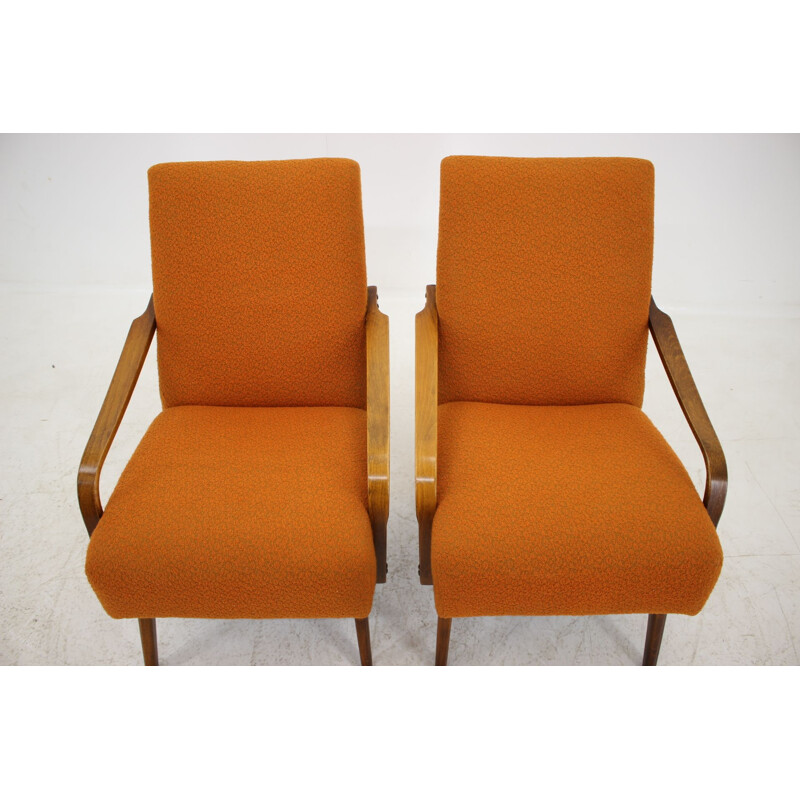 Set of 2 orange armchairs 1960s