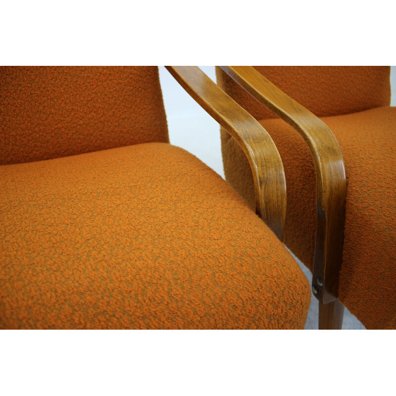 Set of 2 orange armchairs 1960s