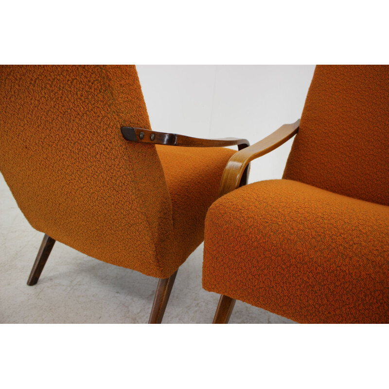 Set of 2 orange armchairs 1960s