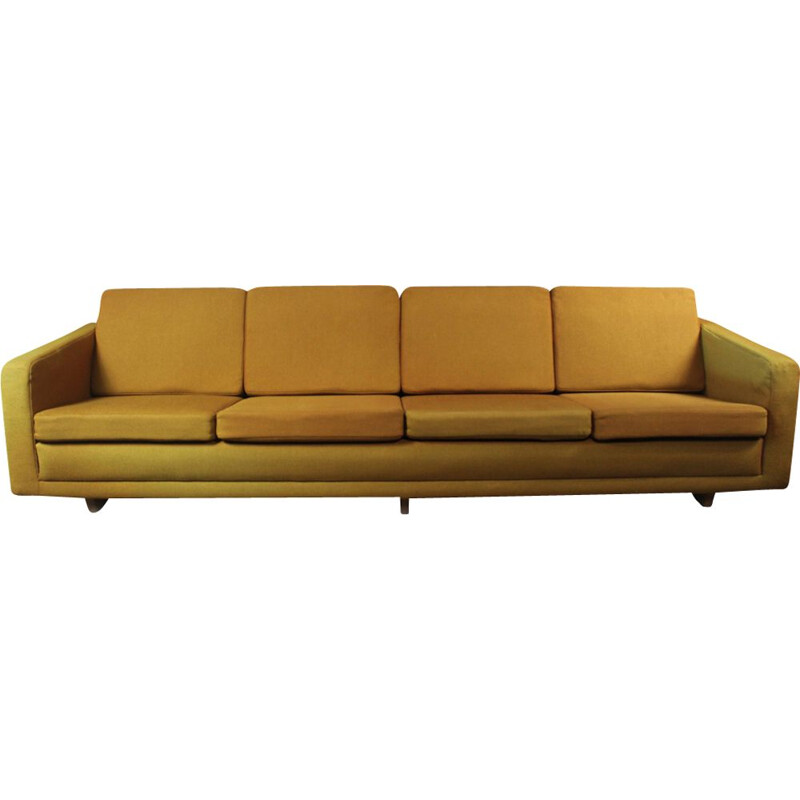 Vintage 205 model sofa for Fredericia in yellow fabric and wood 1950s